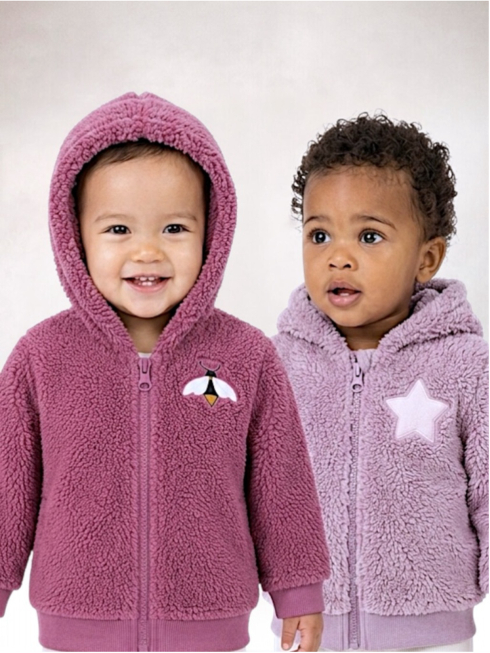 2 Petit Lem Baby Girl Plush Hoodies – Size 18 Months